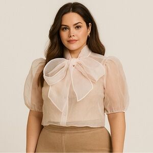 Joie baby pink sheer puff shoulder blouse
